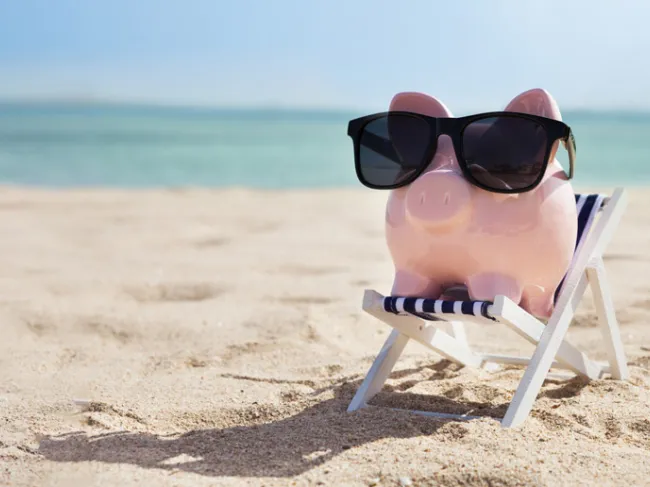 piggy bank on beach